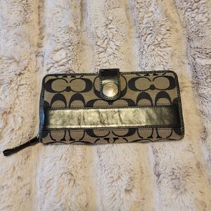 Coach Black Canvas And Leather Wallet